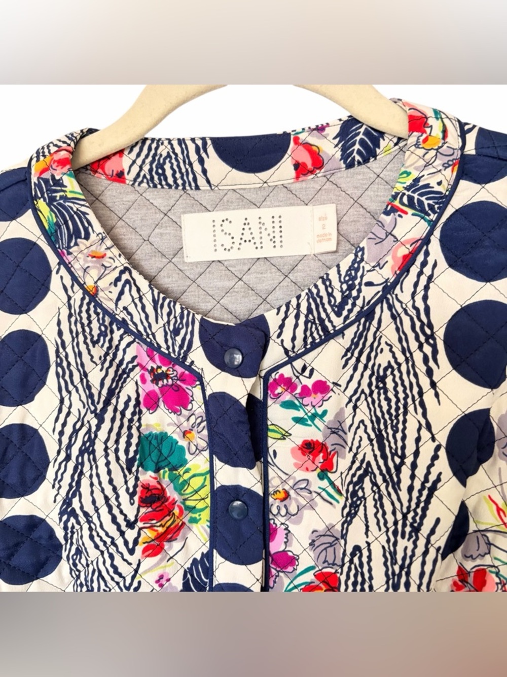 ANTHROPOLOGIE ISANI Salta Quilted Floral Polka Dot Jacket Size 2 - Picture 4 of 11